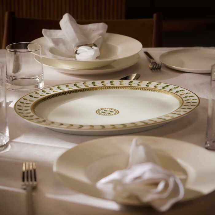 bernardaud phoebe constance serving platter oval green 39cm