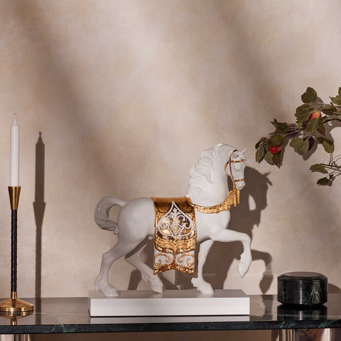 A Regal Steed Horse Sculpture Large Gold lladro a regal steed horse sculpture large gold