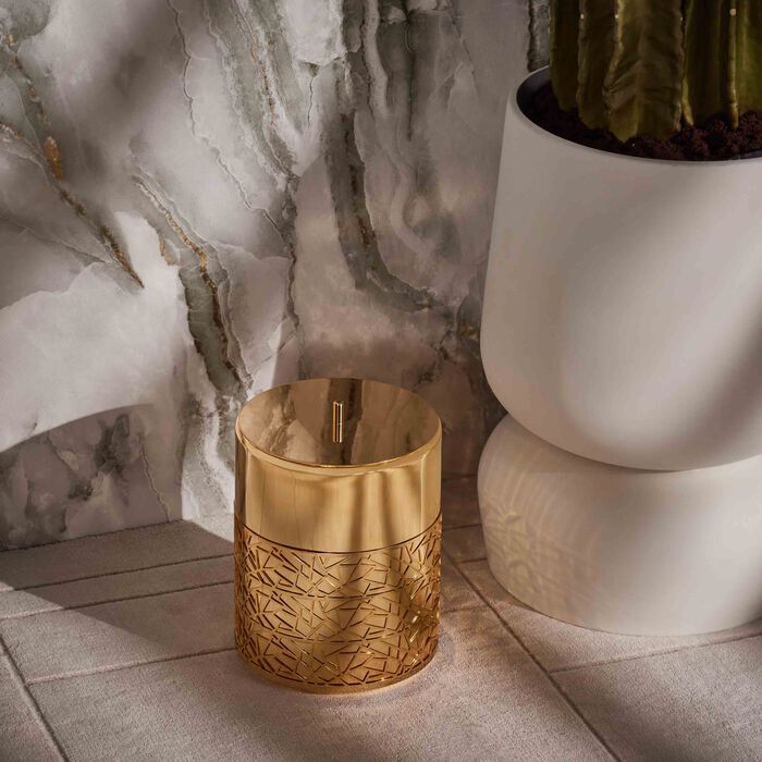 villari hiroito waste basket with lid gold