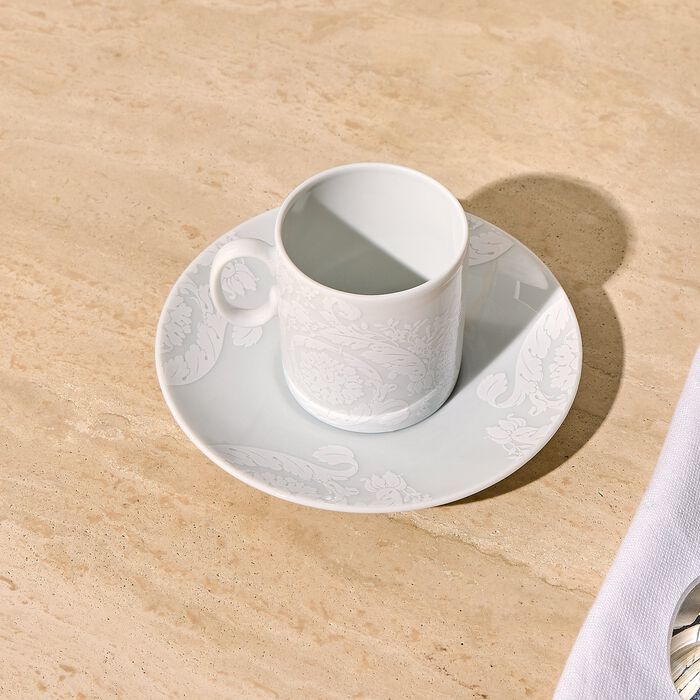Barocco'92 Bianco Coffee Cup & Saucer White versace barocco 92 bianco coffee cup saucer white