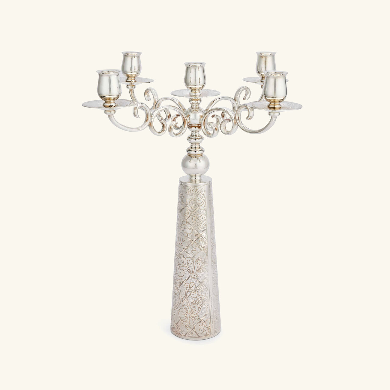 كريستوفل شمعدان جاردان ديدن مطلي بالفضة من خمس شموع