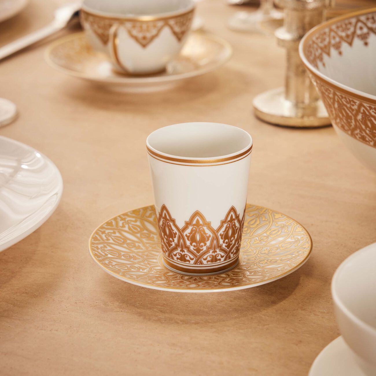 bernardaud venise coffee cup   saucer gold set of 2