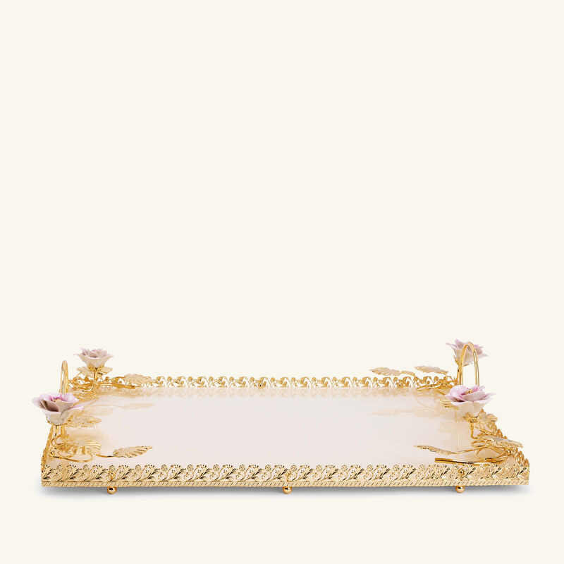 villari hibiscus tea tray rectangular gold