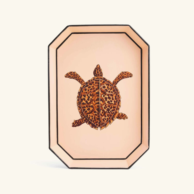 لي أوتومان صينية الضيافة فاونا على شكل مثمّن متوسطة وردي اللون