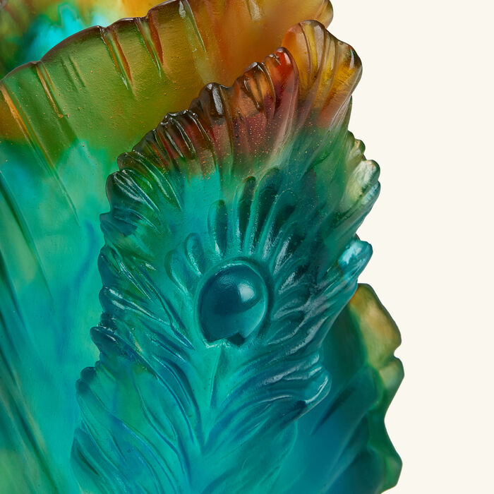 daum fleur de paon vase small green