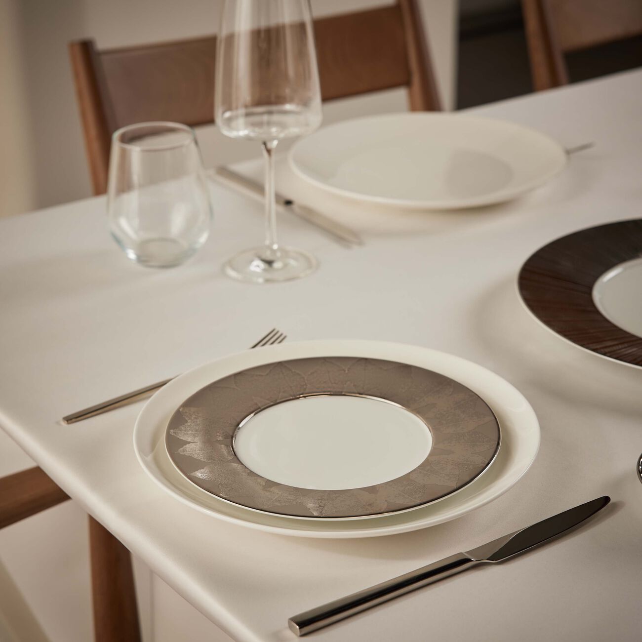 Silva Salad Rim Plate Silver 21cm bernardaud silva salad rim plate silver 21cm