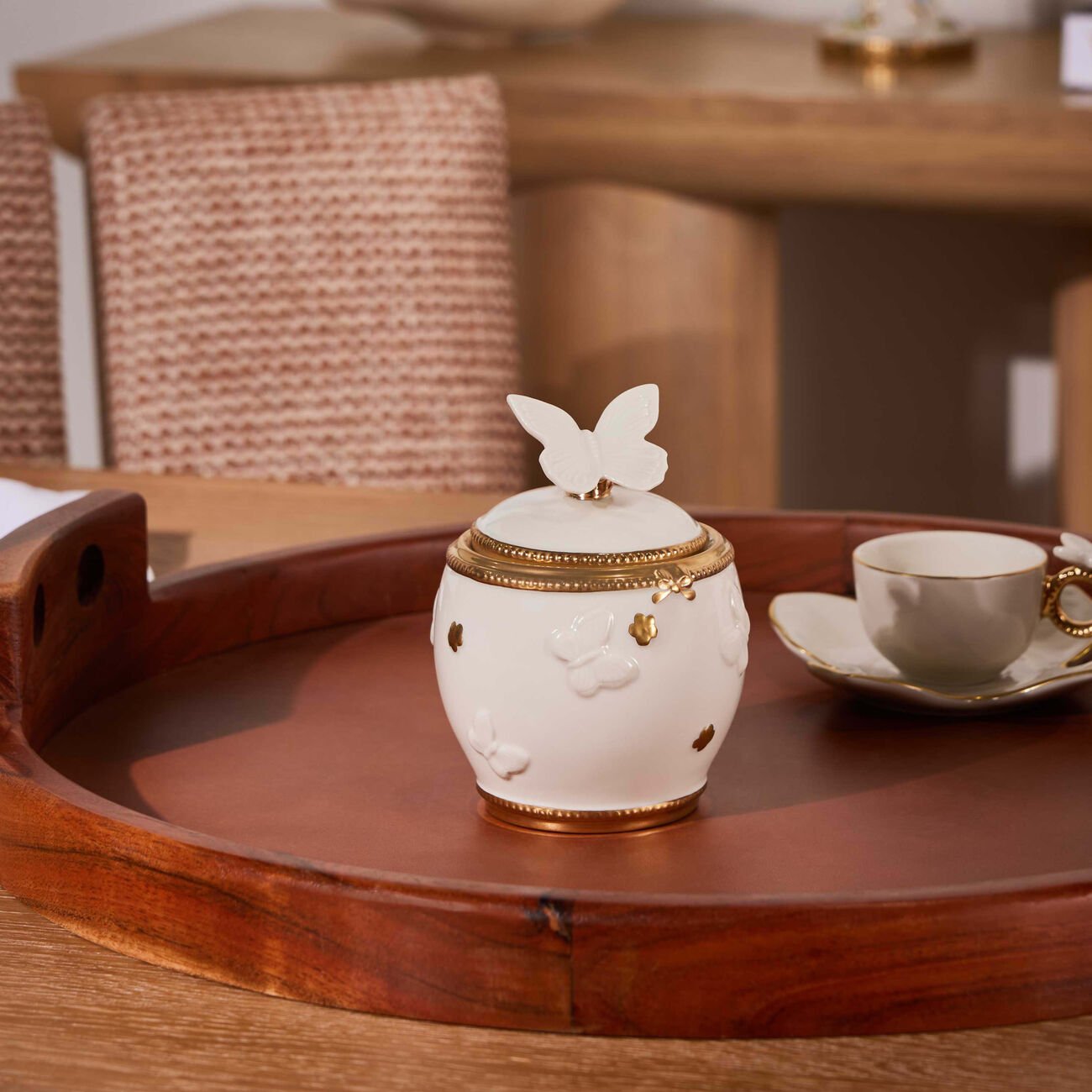 villari butterfly sugar bowl white