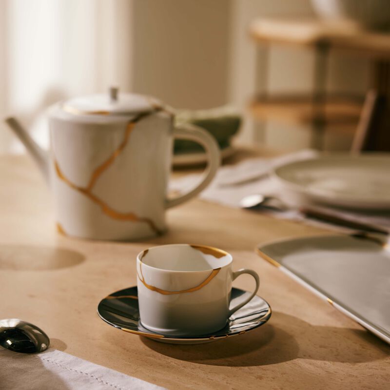 Kintsugi Tea Cup & Saucer Black bernardaud kintsugi tea cup saucer black