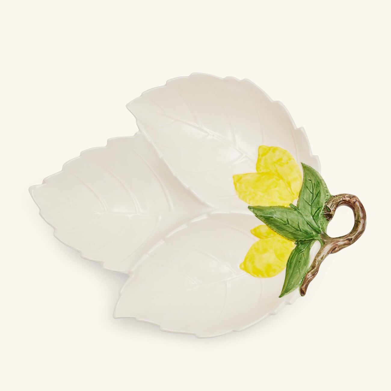 les ottomans lemon leaf serving bowl white