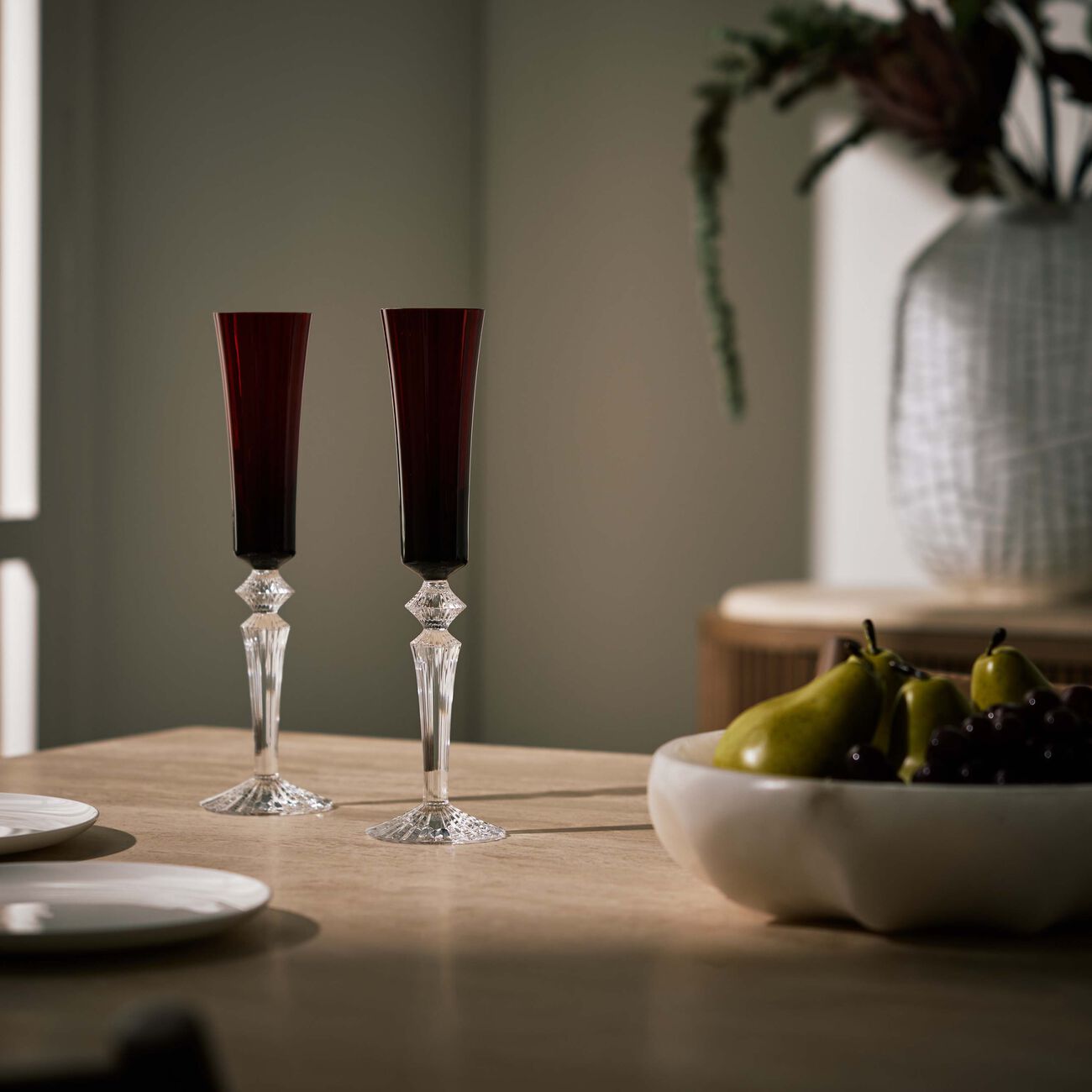 Mille Nuits Flutissimo Champagne Glass Red Set Of 2 baccarat mille nuits flutissimo champagne glass red set of 2