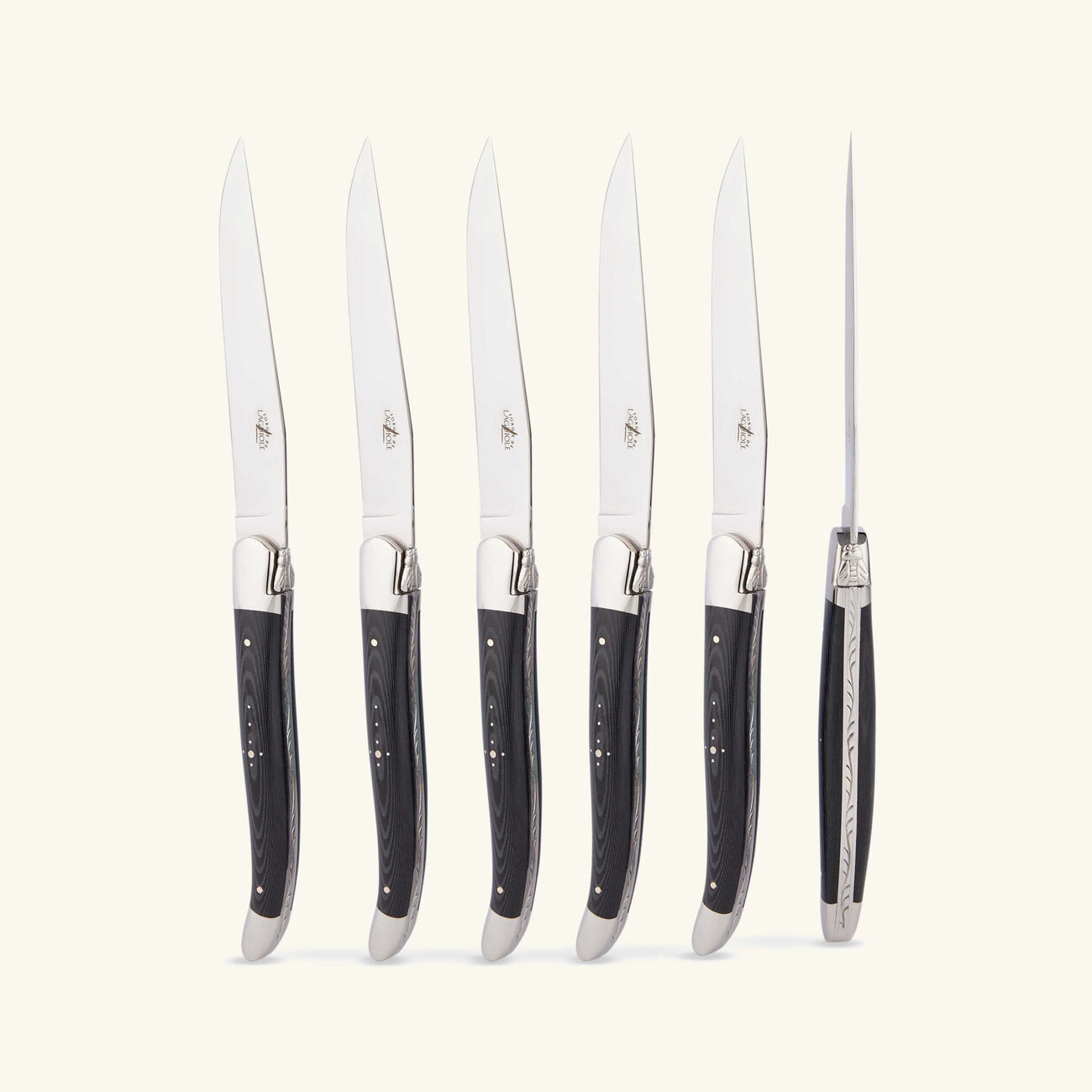 forge de laguiole black handle table knife black set of 6