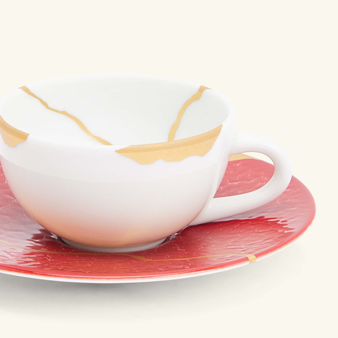 Kintsugi Rouge Espresso Cups And Saucers - Set Of 2 bernardaud kintsugi rouge espresso cups and saucers set of 2