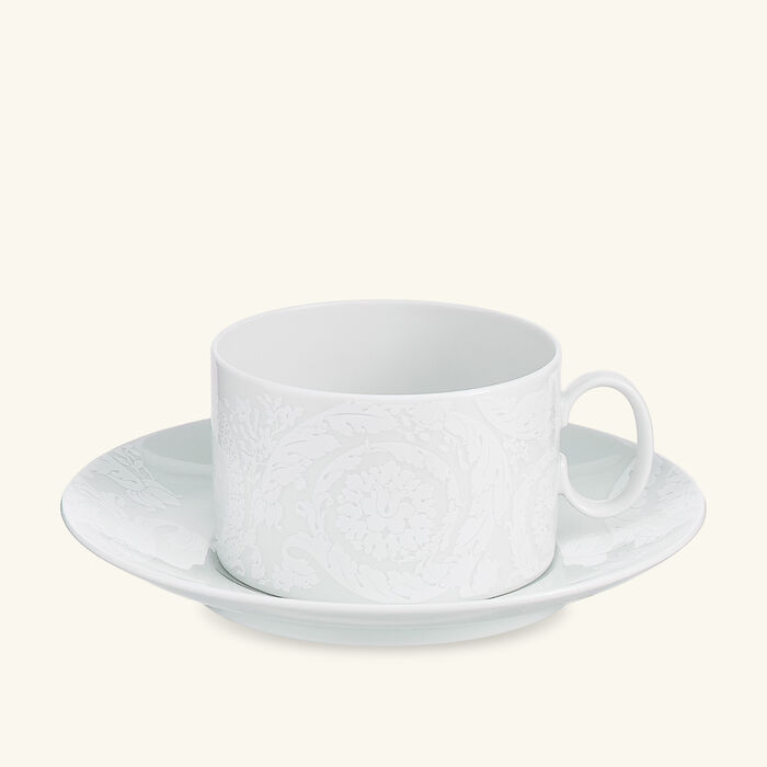 Barocco'92 Bianco Tea Cup & Saucer White versace barocco 92 bianco tea cup saucer white