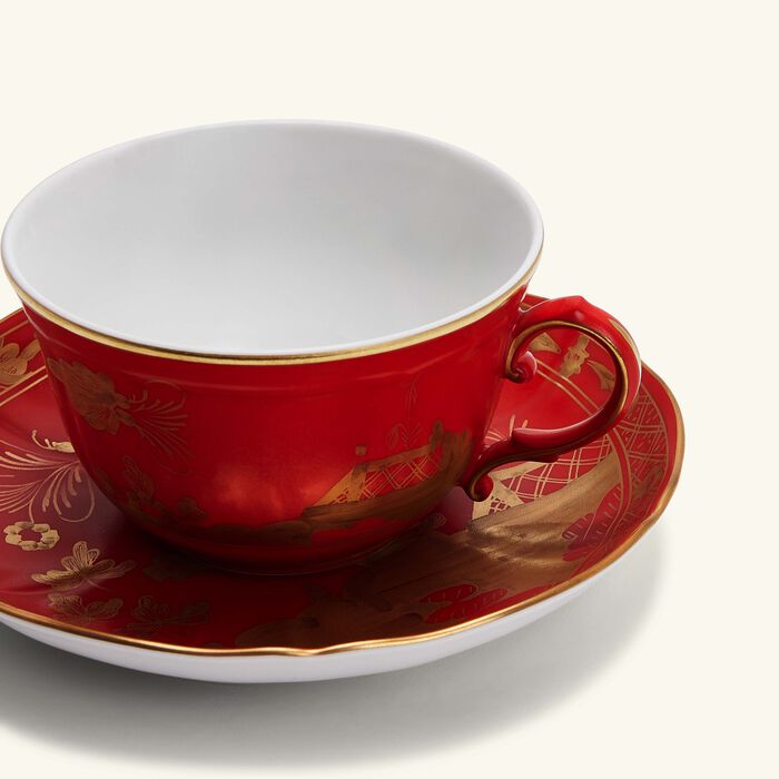 ginori 1735 oriente italiano tea set with tray red 5 pieces
