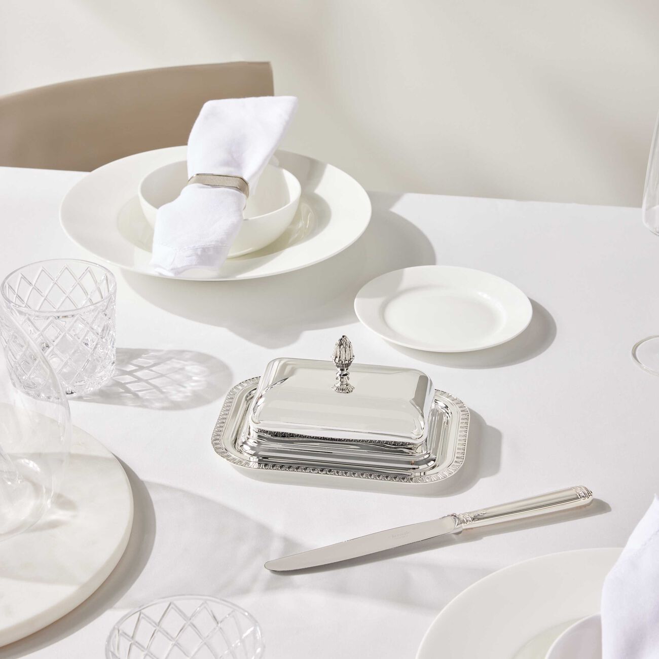 christofle malmaison butter dish silver plated 18cm