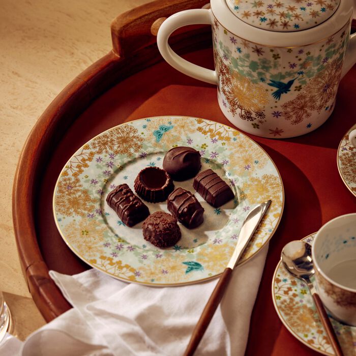 bernardaud feerie michael cailloux salad plate round pink 21cm