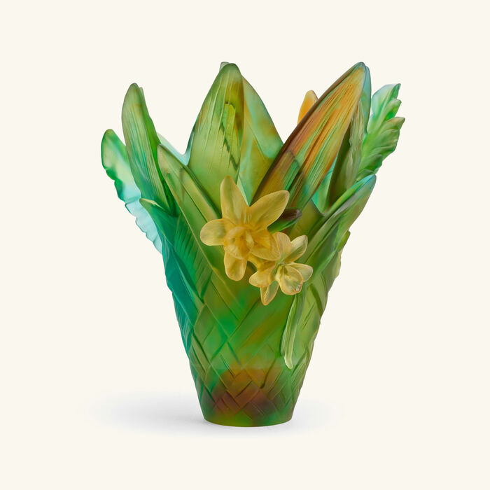 daum tressage vase medium green