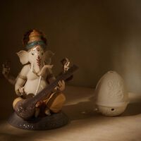 The Spirit Of India Lithophane Votive Light-Veena Ganesha lladro the spirit of india lithophane votive light veena ganesha