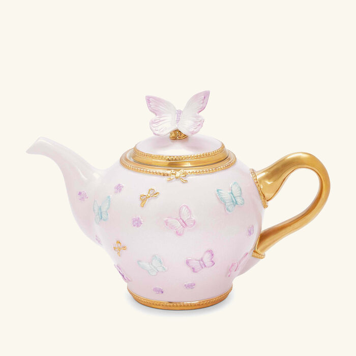 villari butterfly tea pot pink