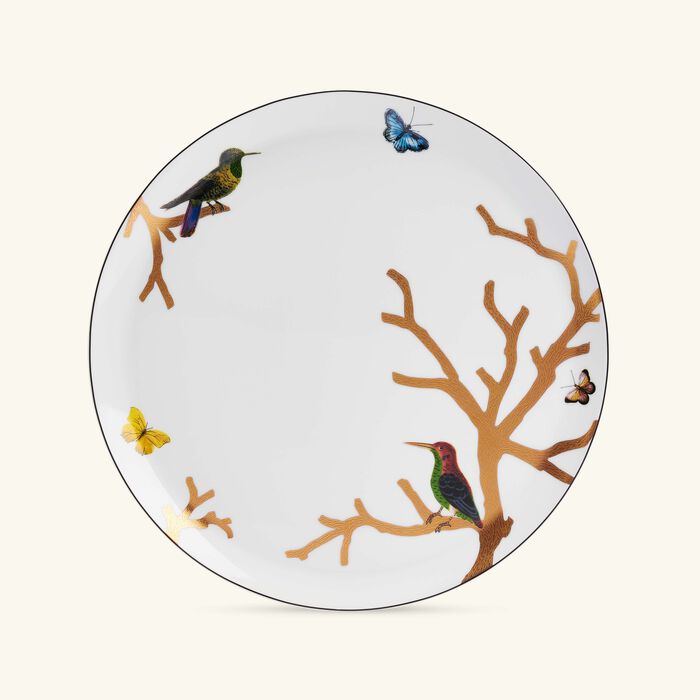 bernardaud aux oiseaux serving platter round gold 32cm