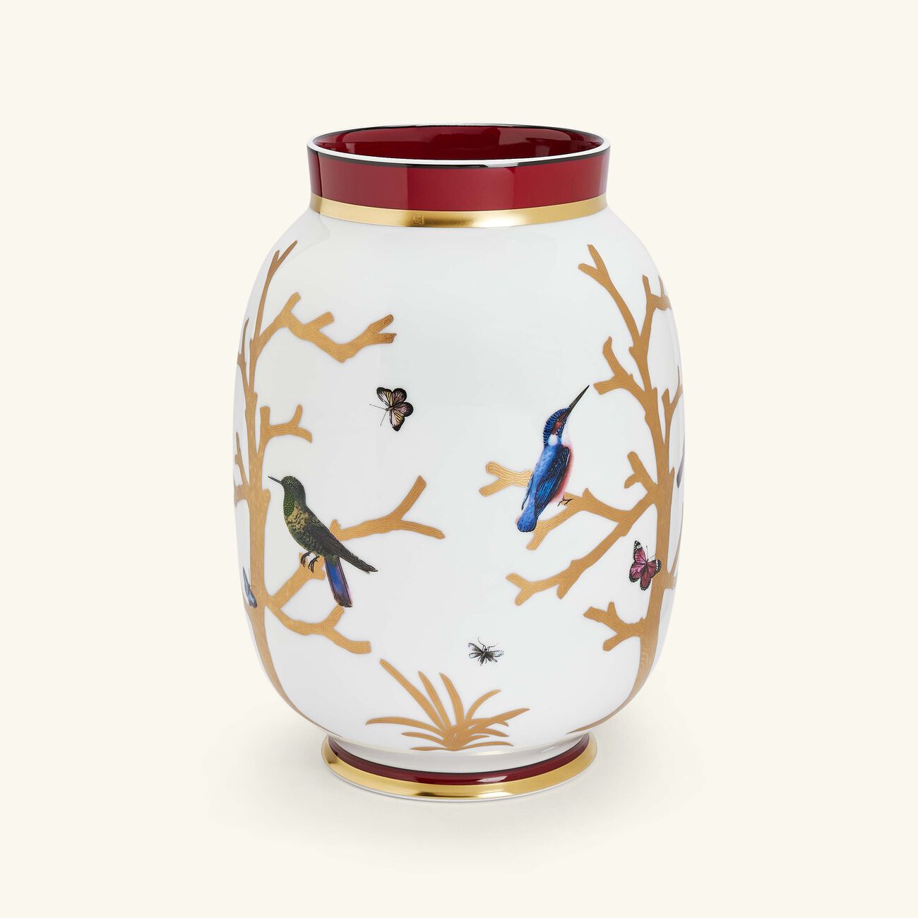 Aux Oiseaux Toscan Vase Medium Gold bernardaud aux oiseaux toscan vase medium gold