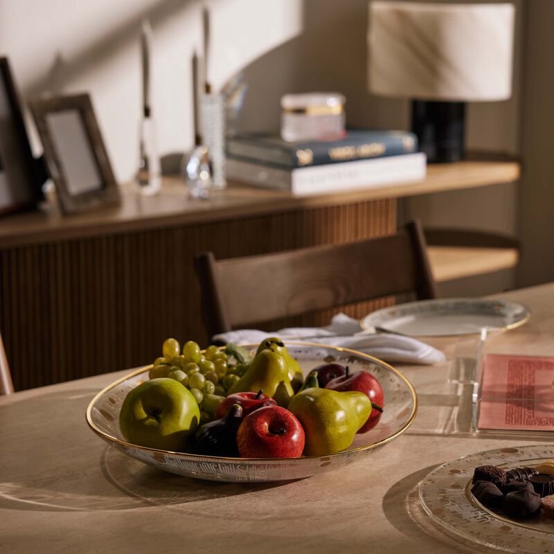 دملاج طبق الضيافة حياة ذهبي اللون بتصميم دائري 40 سم