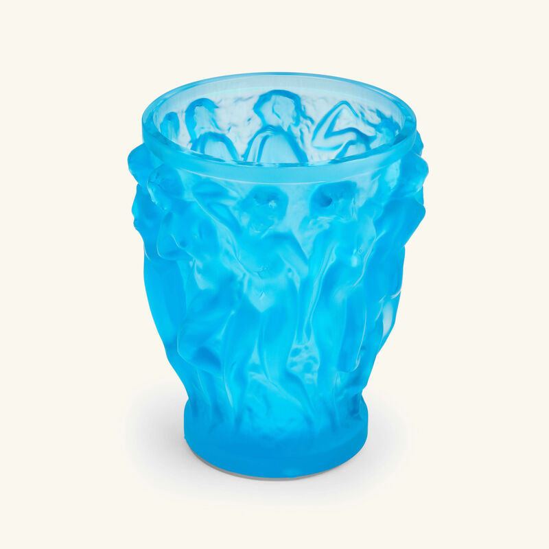 Bacchantes Vase Small Blue lalique bacchantes vase small blue