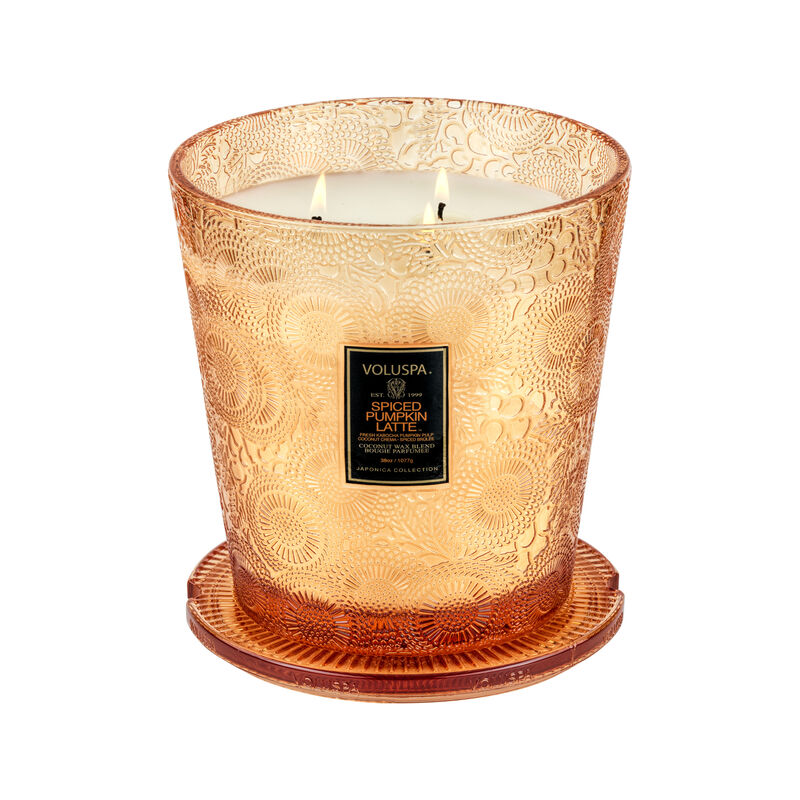 voluspa spiced pumpkin latte 3 wick hearth candle