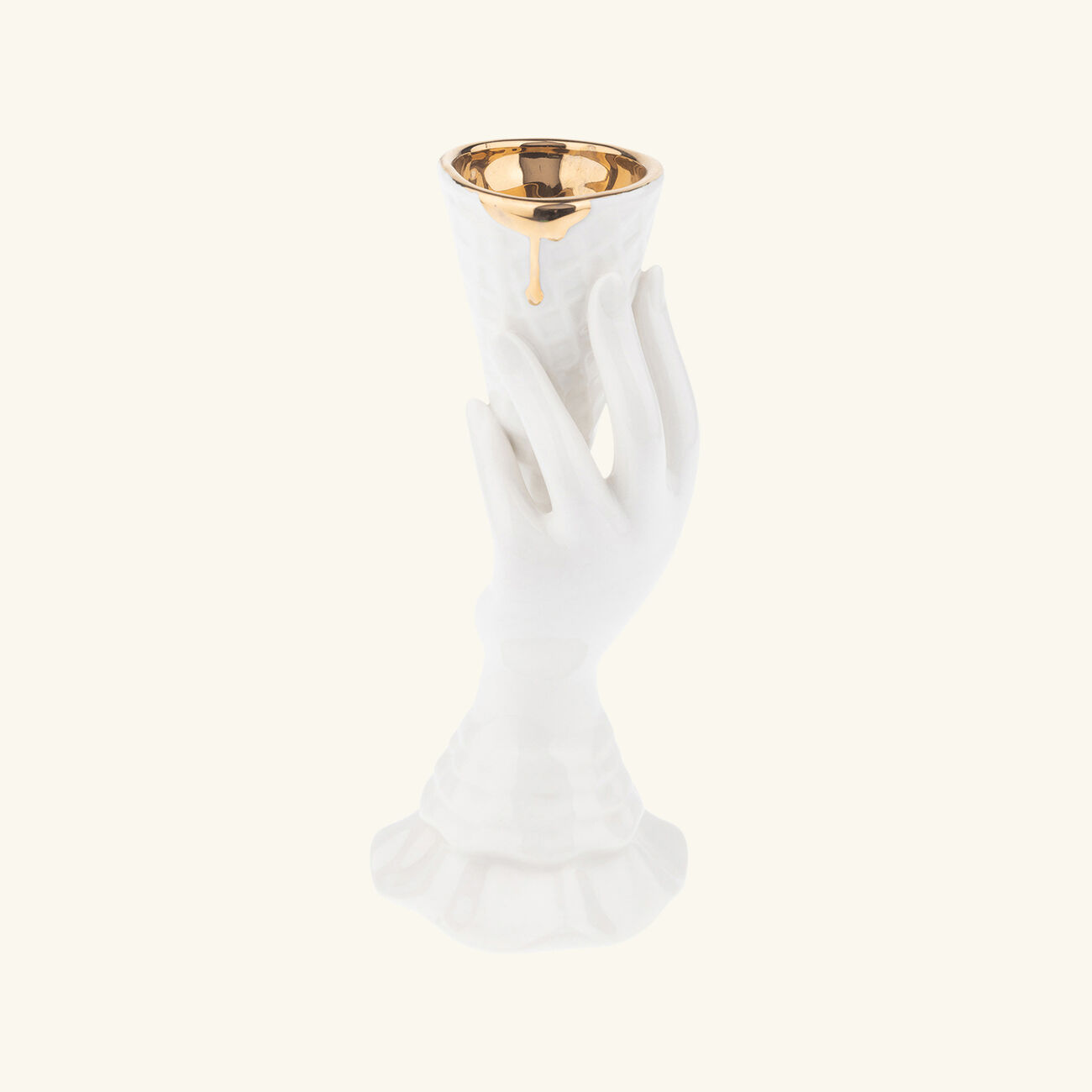 Gilded I-Scream Vase Small White jonathan adler gilded i scream vase small white