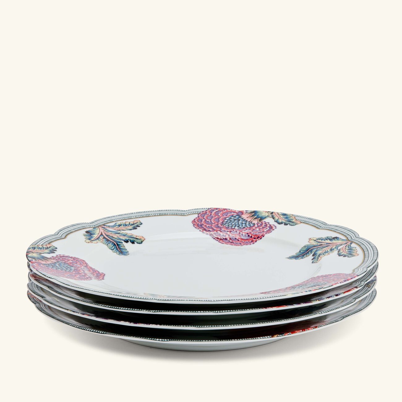 bernardaud collection braqueni  dinner plate round red 26cm set of 4