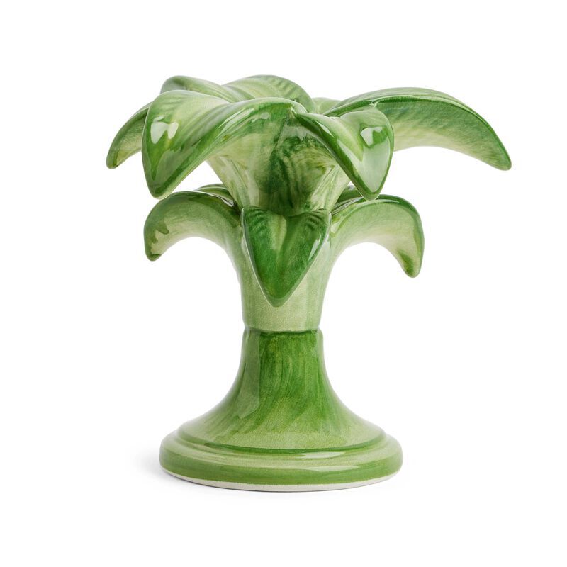 Palm Candlestick Holder - Green - Small, large