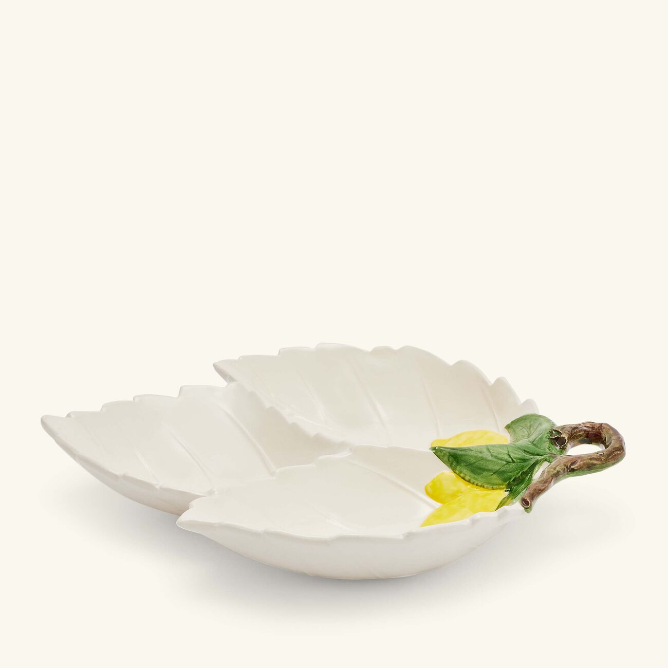 les ottomans lemon leaf serving bowl white