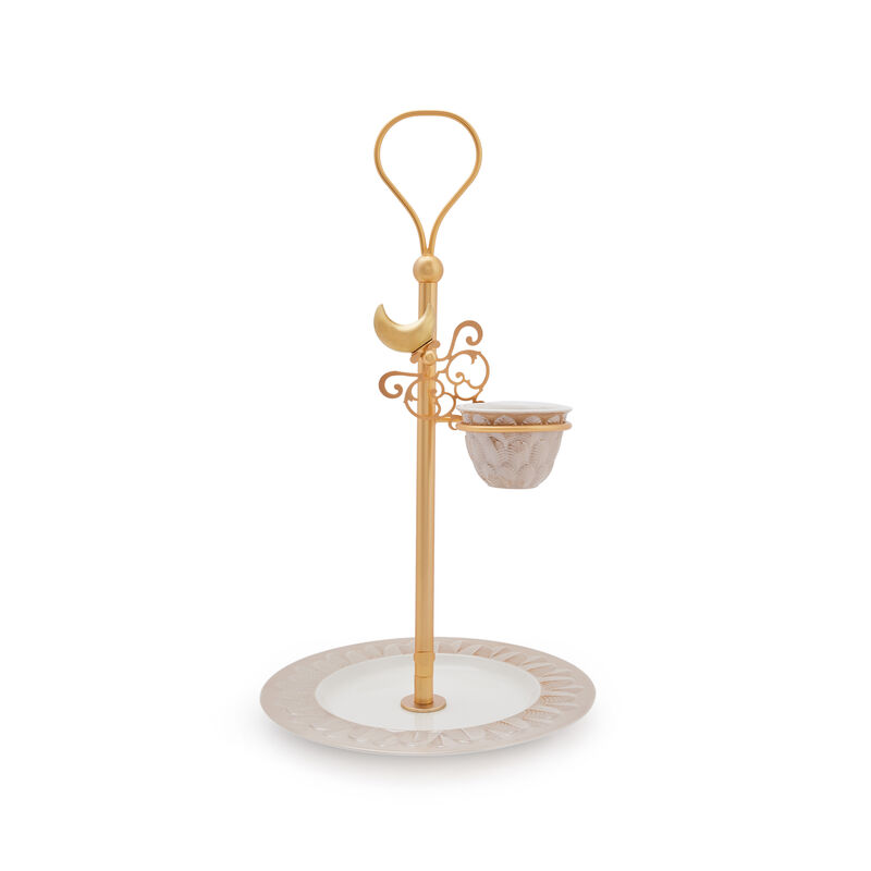 حامل فنجان القهوة بيكوك إكسترا فاجانزا مع حامل كوكيز بتصميم مؤلف من طابقين - لون ذهبي وكراميل, large