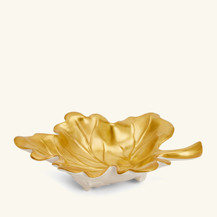 villari autumn fig leaf trinket tray small gold