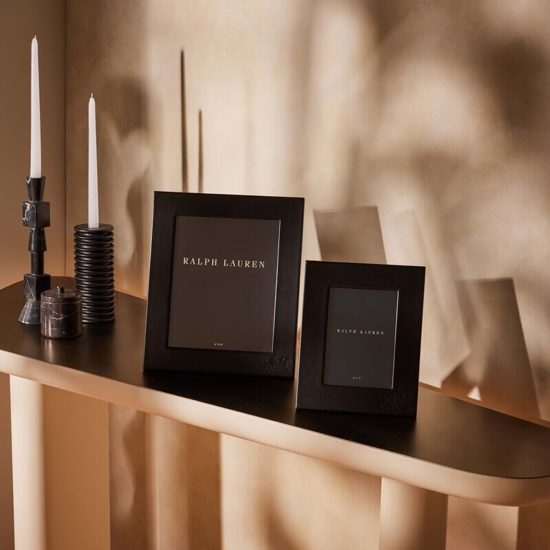 رالف لورين هوم إطار الصور بنتهاوس غاريت جلد باللون الأسود 20x25 سم