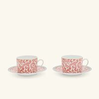 bernardaud collection braqueni  tea cup   saucer red set of 2