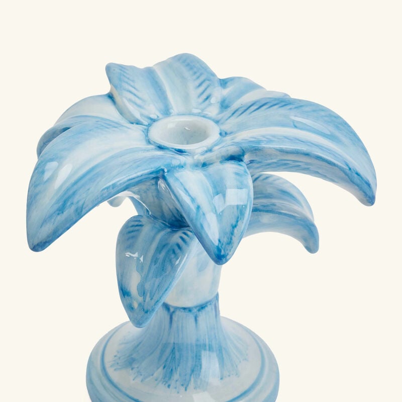Palm Trees Candle Holder Blue les ottomans palm trees candle holder blue