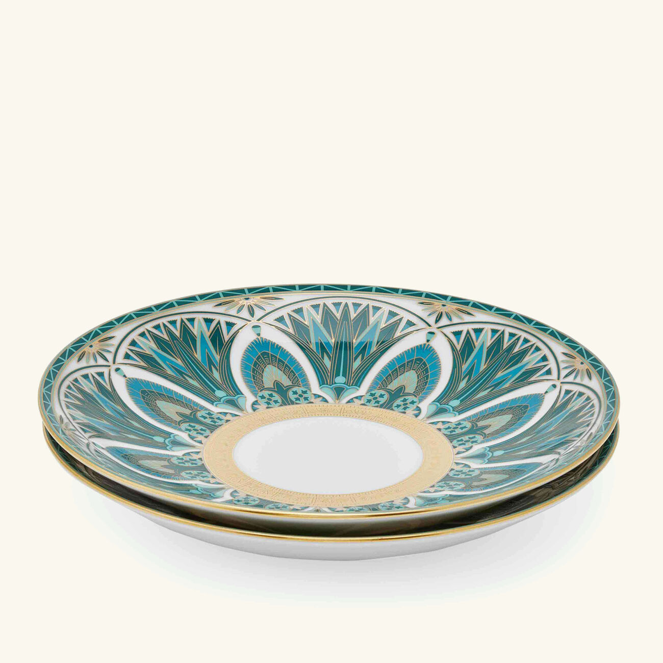 هافيلاند طبقم ريف دو نيل المؤلف من طبقين للخبز والزبدة بتصميم دائري أخضر 16 سم