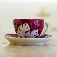 فيلاري فنجان للشاي مع صحنه أكابولكو باللون الكستنائي