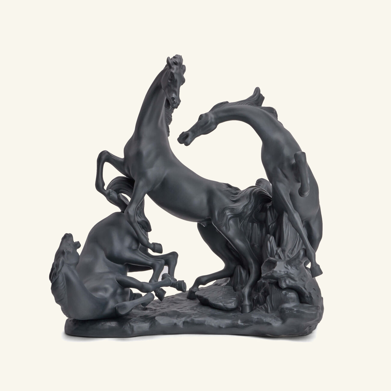 Horses' Group Sculpture Large Black lladro horses group sculpture large black