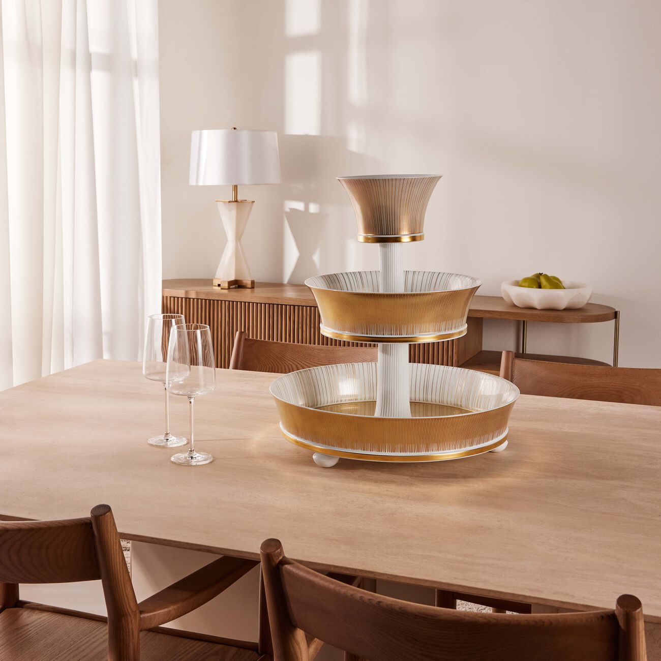 bernardaud sol cake stand gold