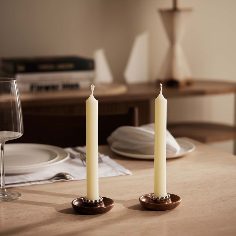 christofle perles candle holder walnut