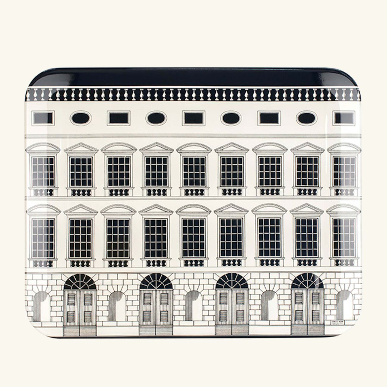 fornasetti architettura tray round large grey