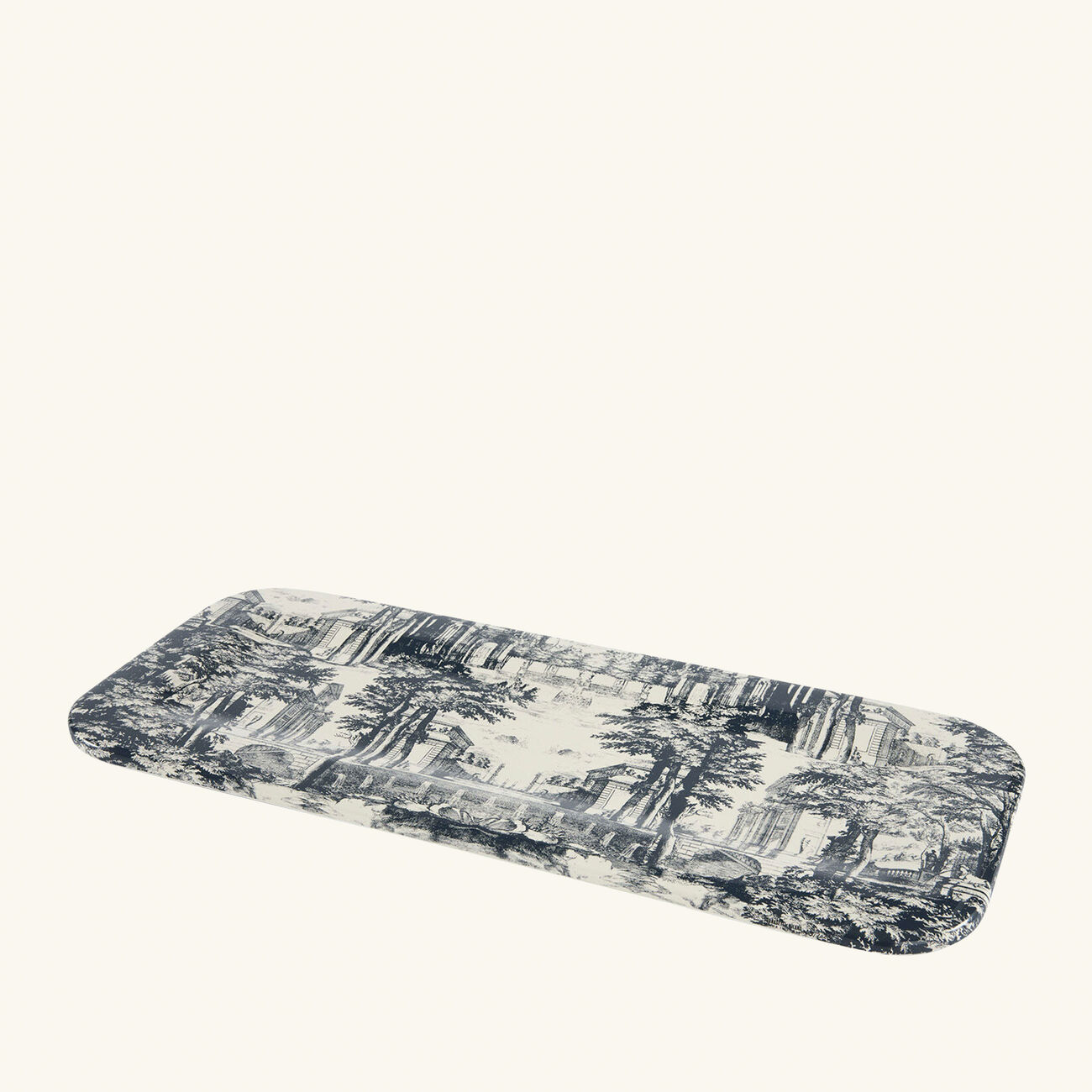 fornasetti giardino settecentesco tray rectangular small blue