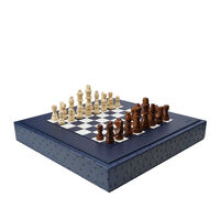 رقعة شطرنج زرقاء داكنة بتأثير جلد النعام, small