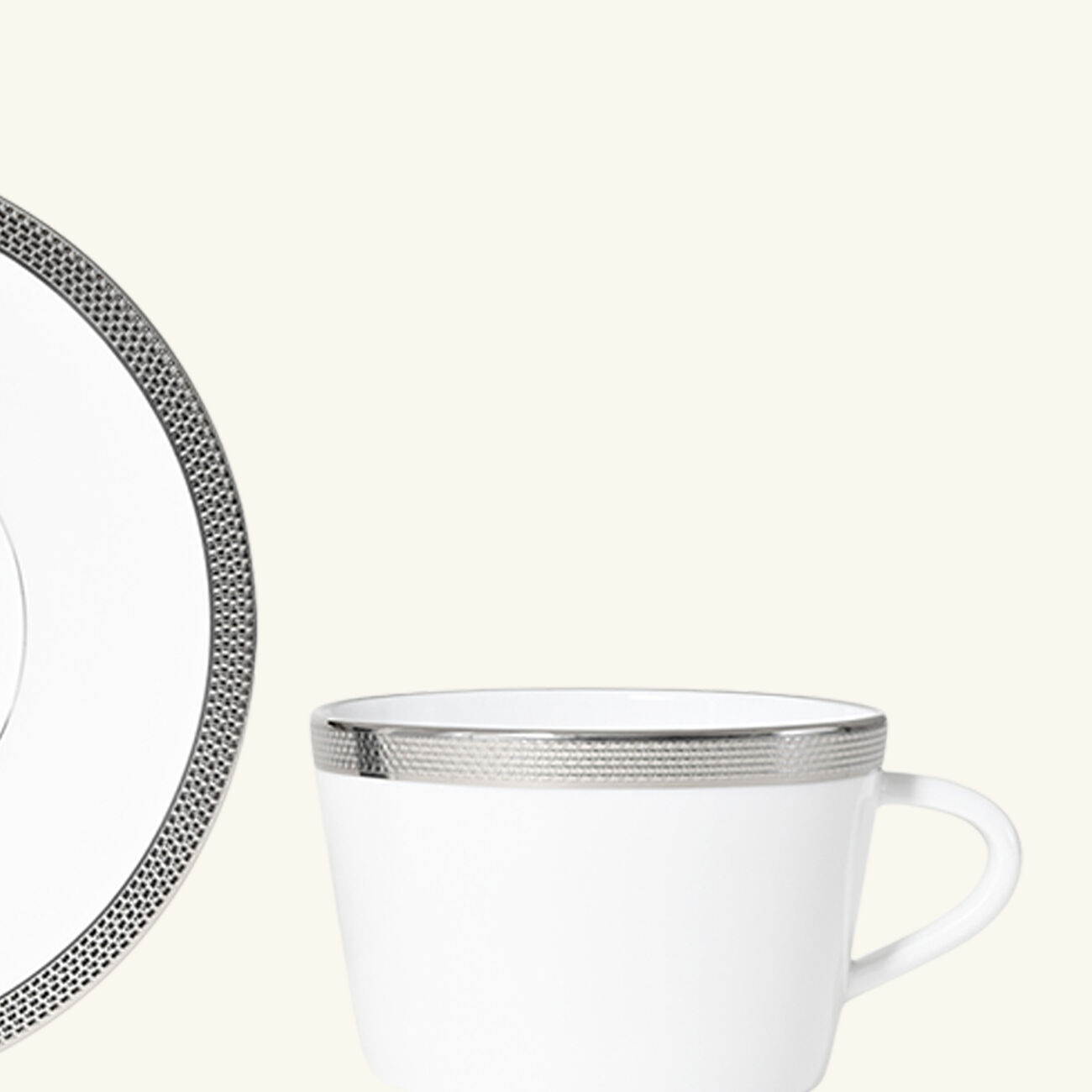 Maille Platine Tea Cup & Saucer White bernardaud maille platine tea cup saucer white