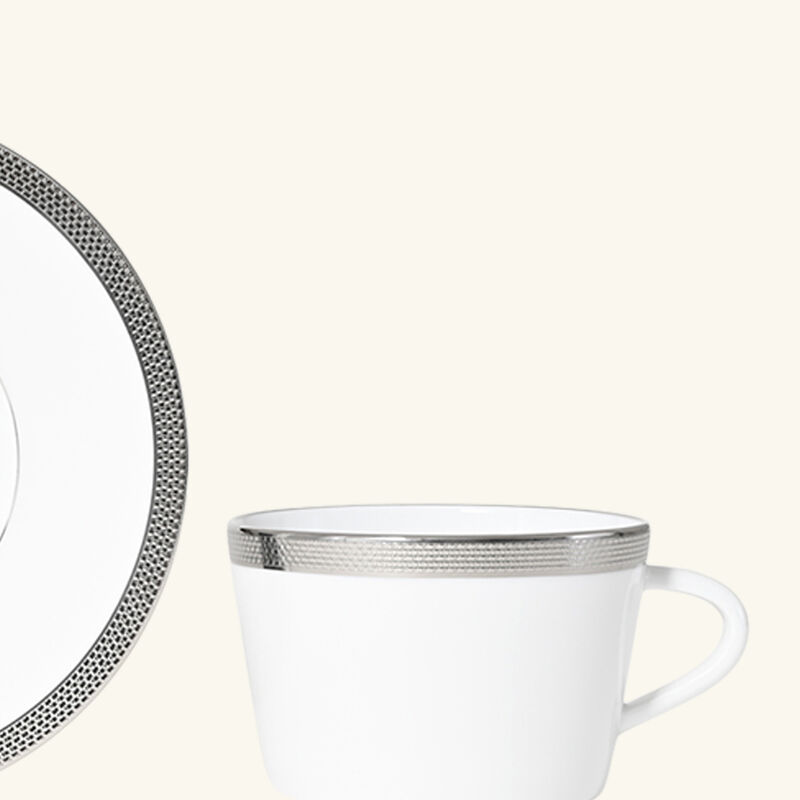 Maille Platine Tea Cup & Saucer White bernardaud maille platine tea cup saucer white
