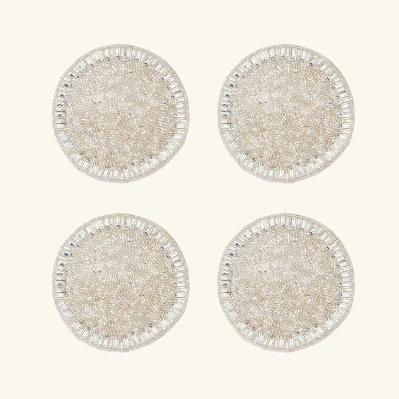 kim seybert bevel coasters silver set of 4