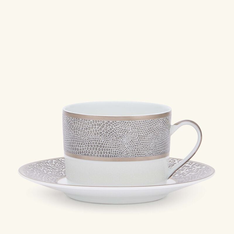 Sauvage Blanc Tea Cup & Saucer Silver bernardaud sauvage blanc tea cup saucer silver