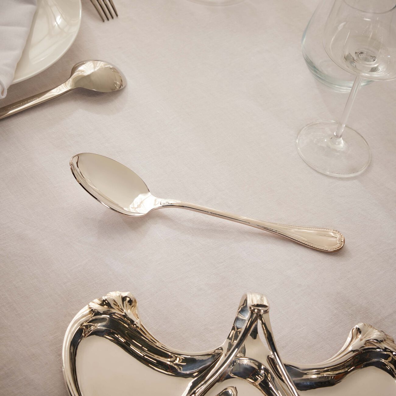 christofle malmaison serving spoon silver plated